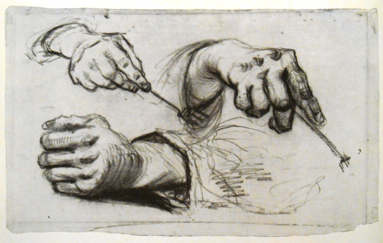 3つの手、2つのフォークを保持